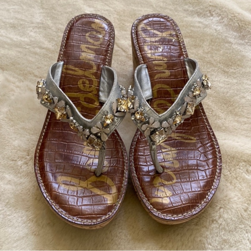 Sam Edelman Stylish Silver and Brown Women's Sandals